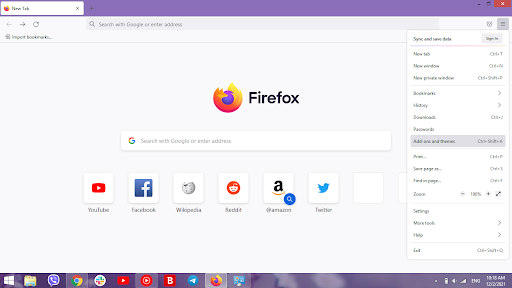 Mozilla Firefox - натисніть Меню