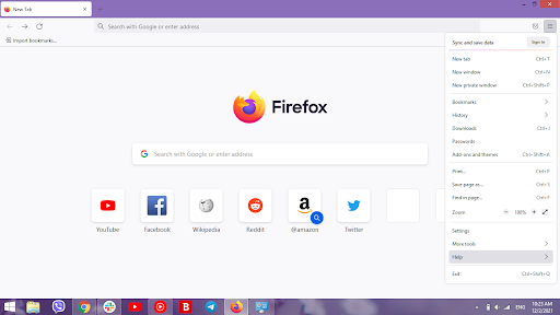 Відкрийте браузер Mozilla Firefox і натисніть Меню