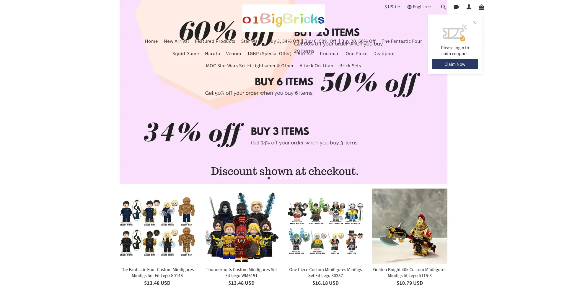 Website screenshot of 01bigbricks.net