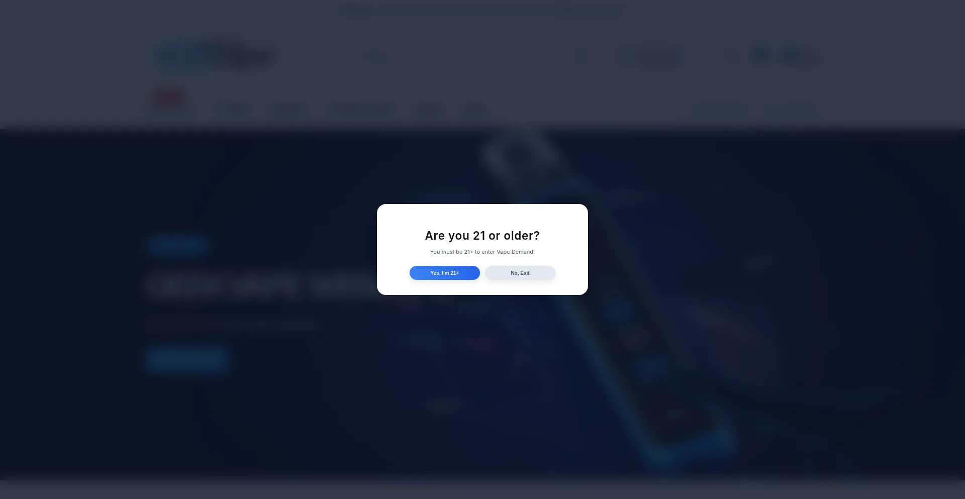 Website screenshot of 100vape.com