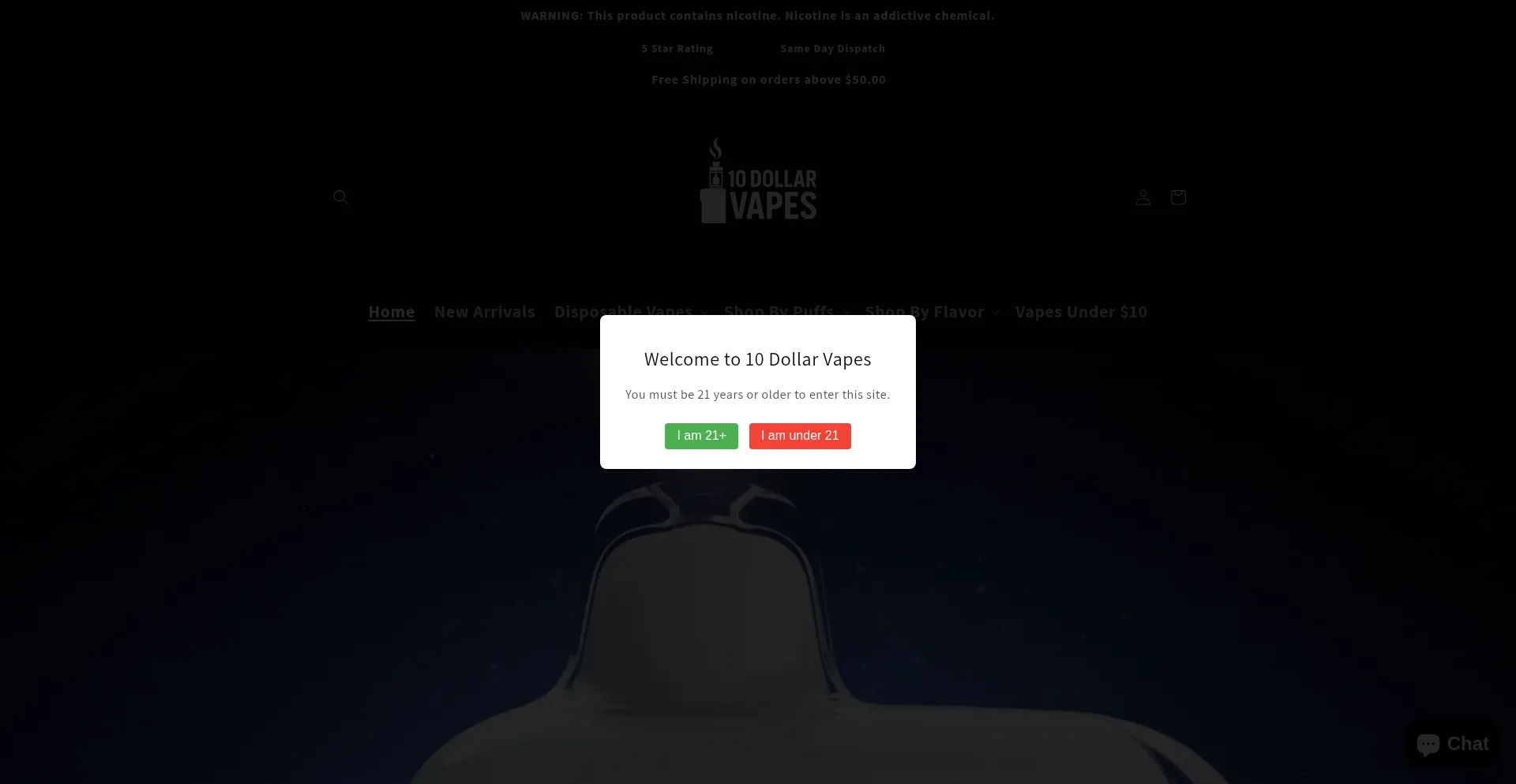 Website screenshot of 10dollarvapes.com