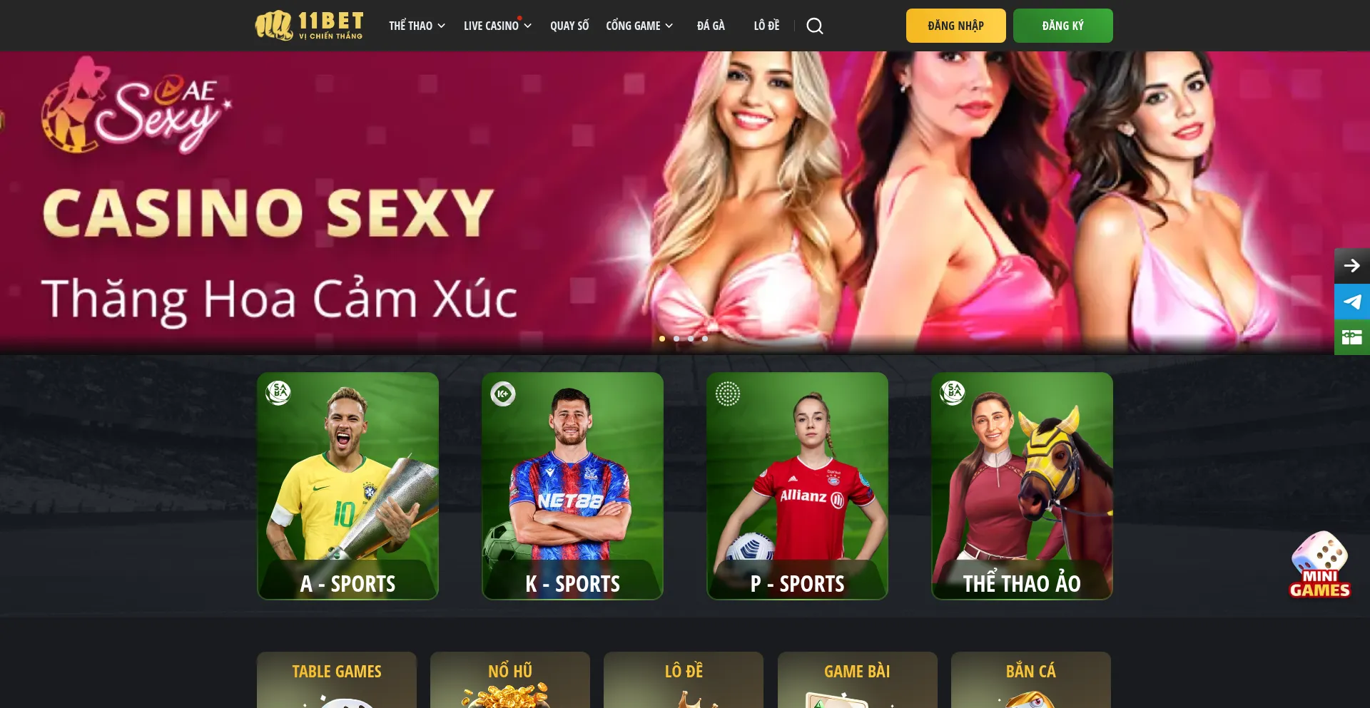 Website screenshot of 11bet.win