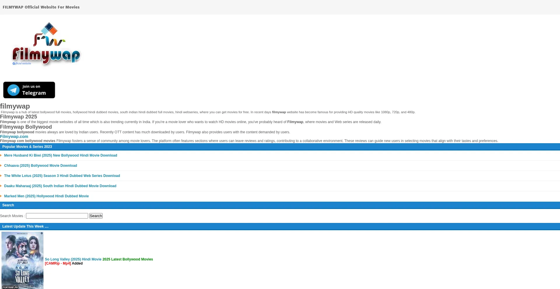 Website screenshot of 11filmywap.com