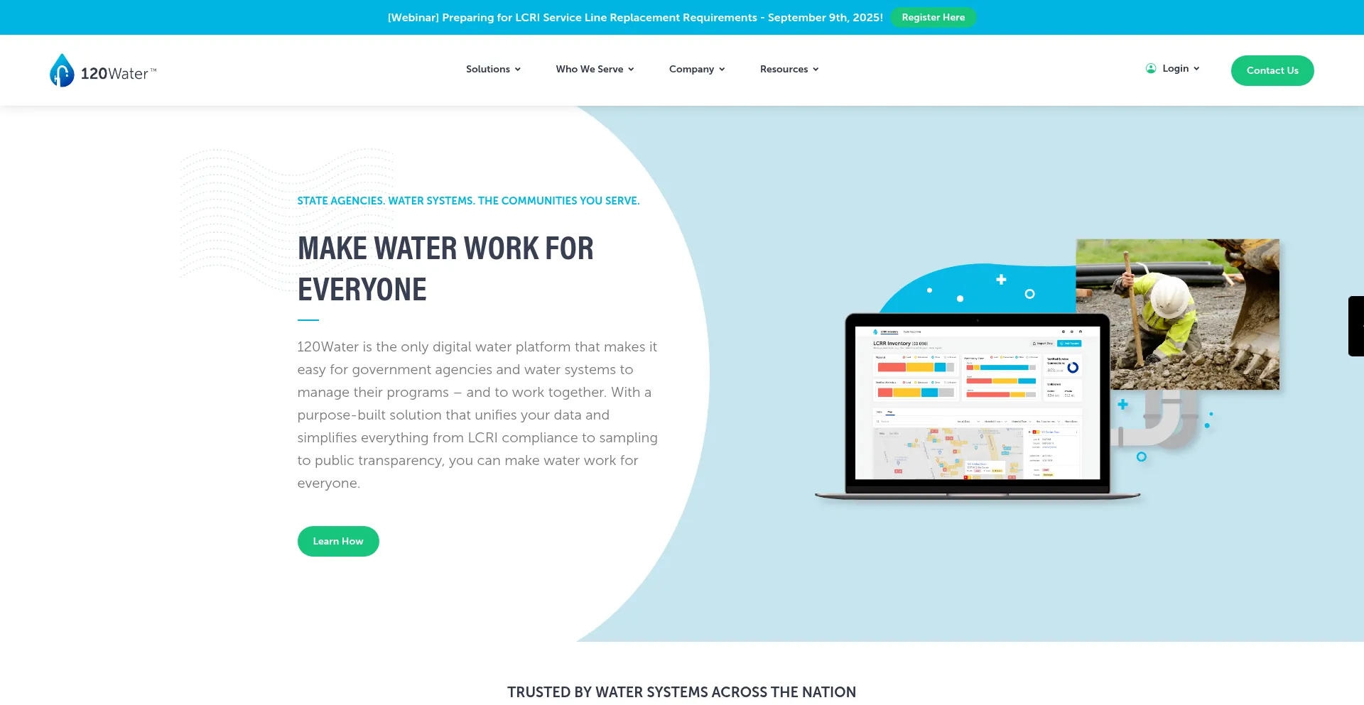 Website screenshot of 120water.com