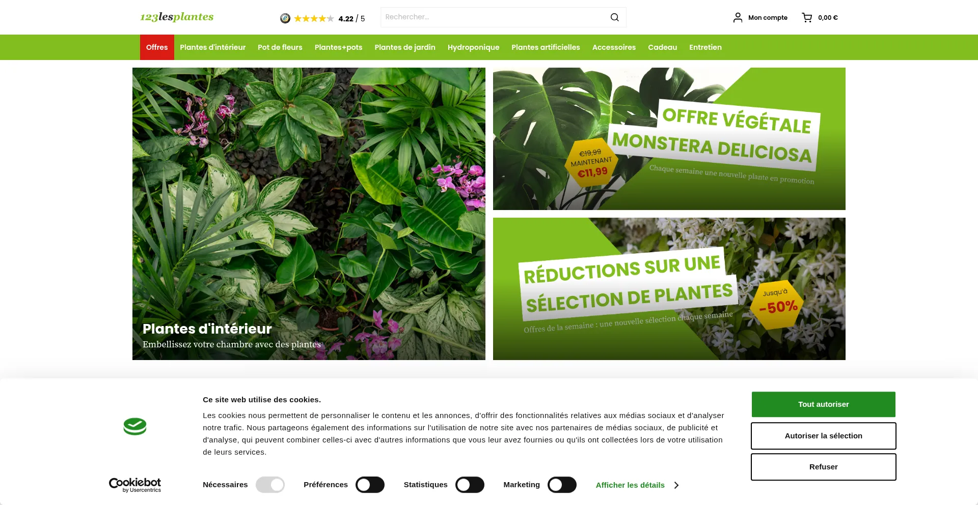 Website screenshot of 123lesplantes.fr