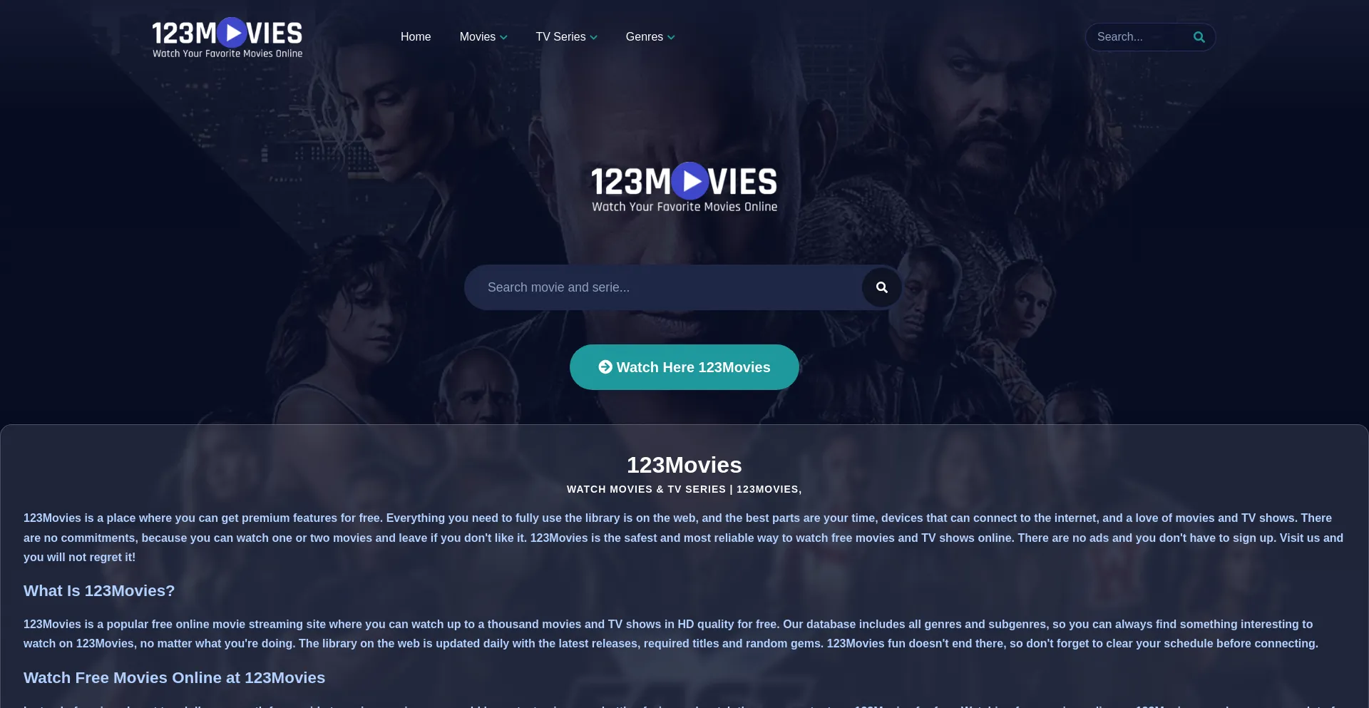 Website screenshot of 123movieston.online