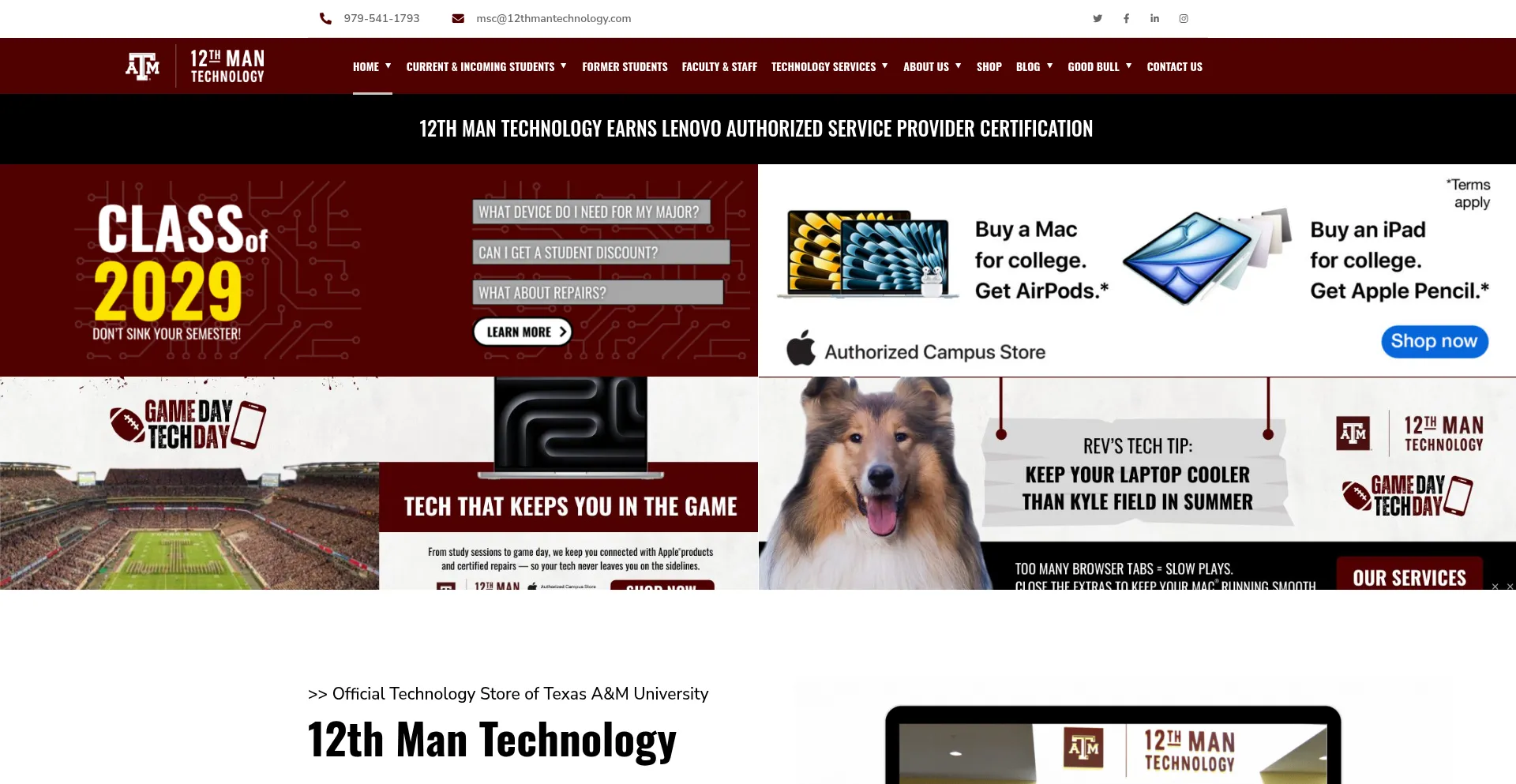 Website screenshot of 12thmantechnology.com