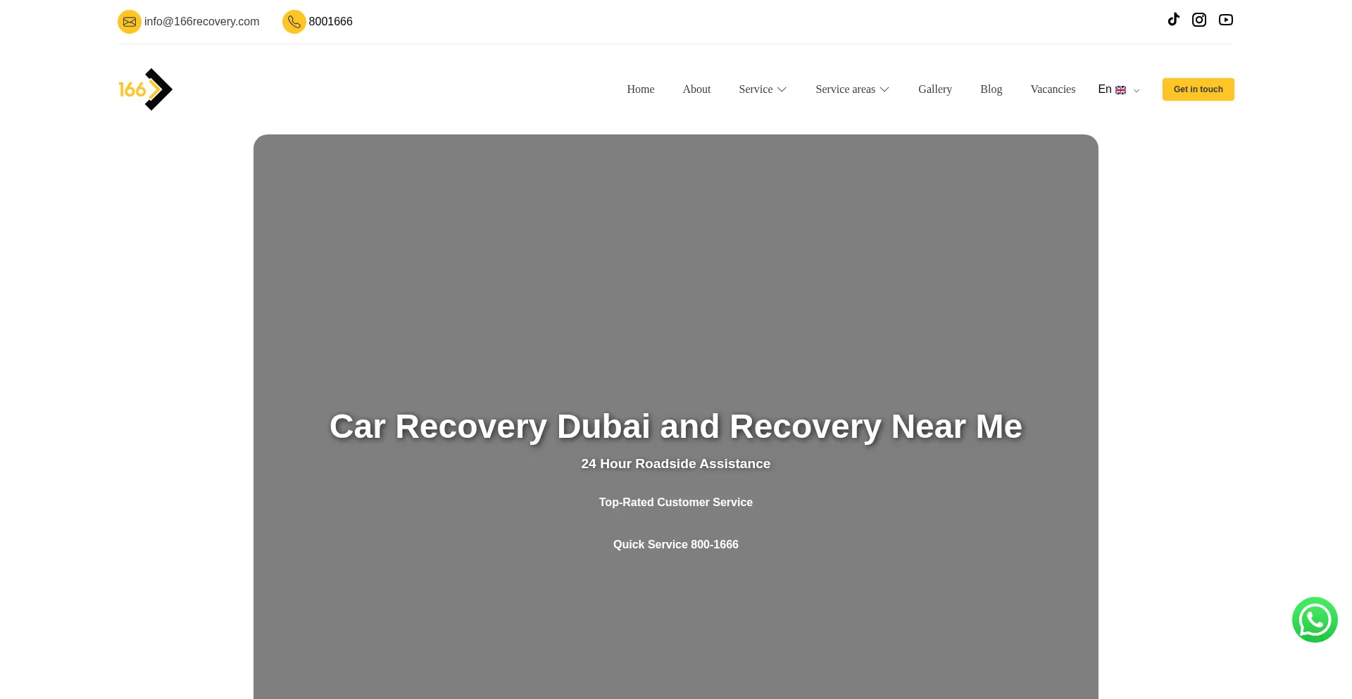 Website screenshot of 166recovery.com