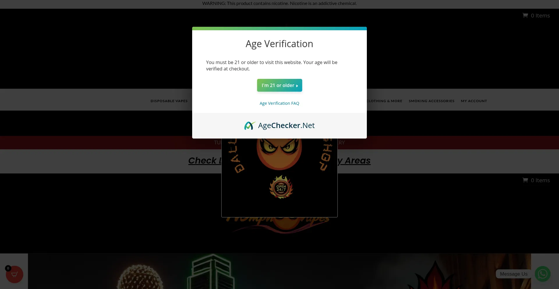 Website screenshot of 175mphvapes.com