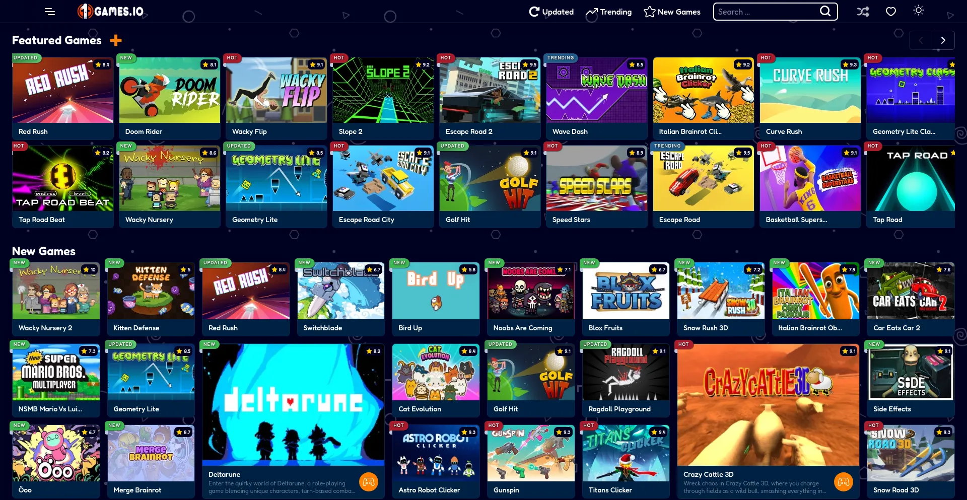 Website screenshot of 1games.io