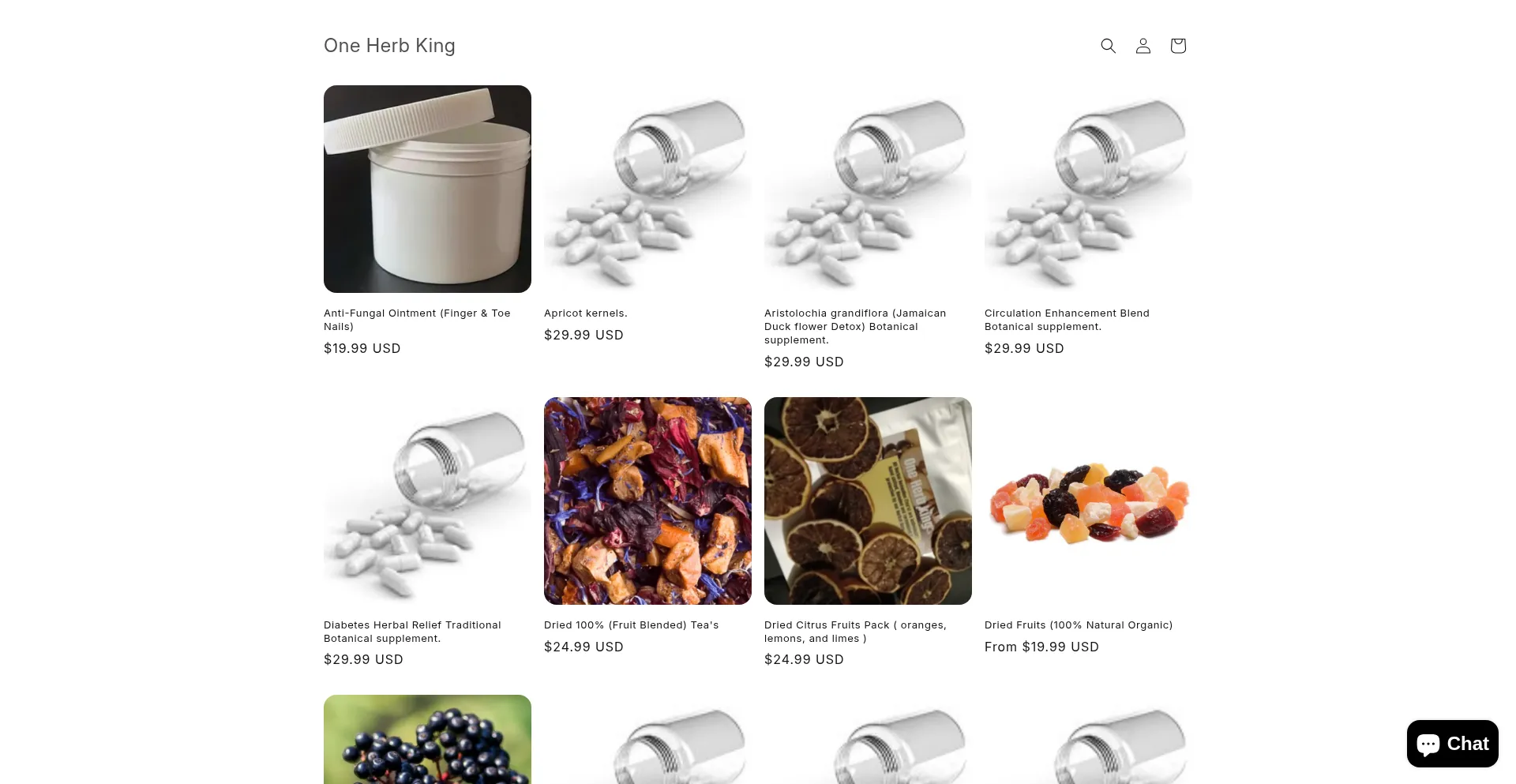 Website screenshot of 1herbking.com