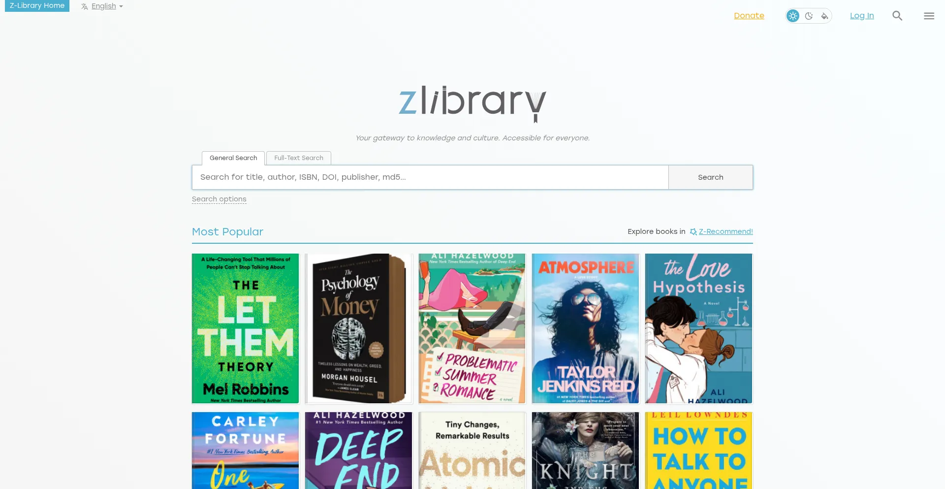 Website screenshot of 1lib.sk