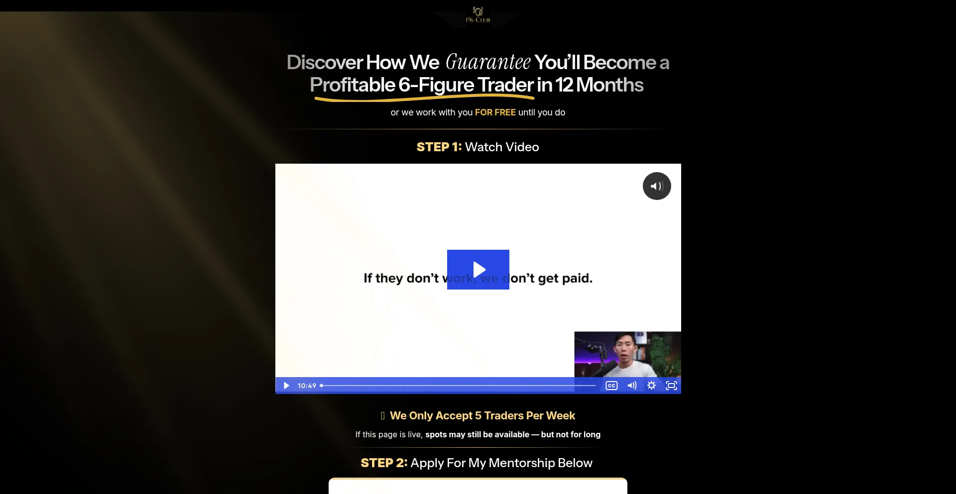 Website screenshot of 1percentclub.co