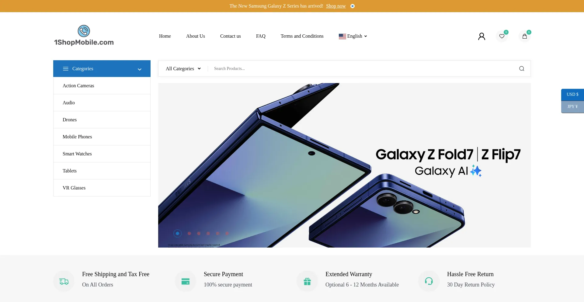 Website screenshot of 1shopmobile.com
