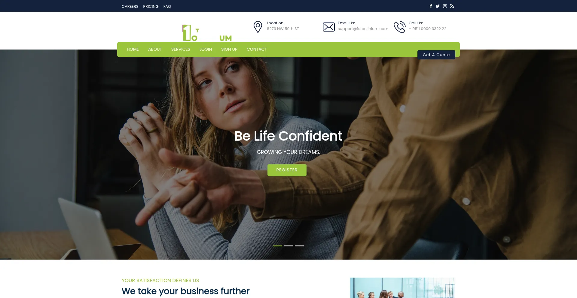 Website screenshot of 1stonlinium.com