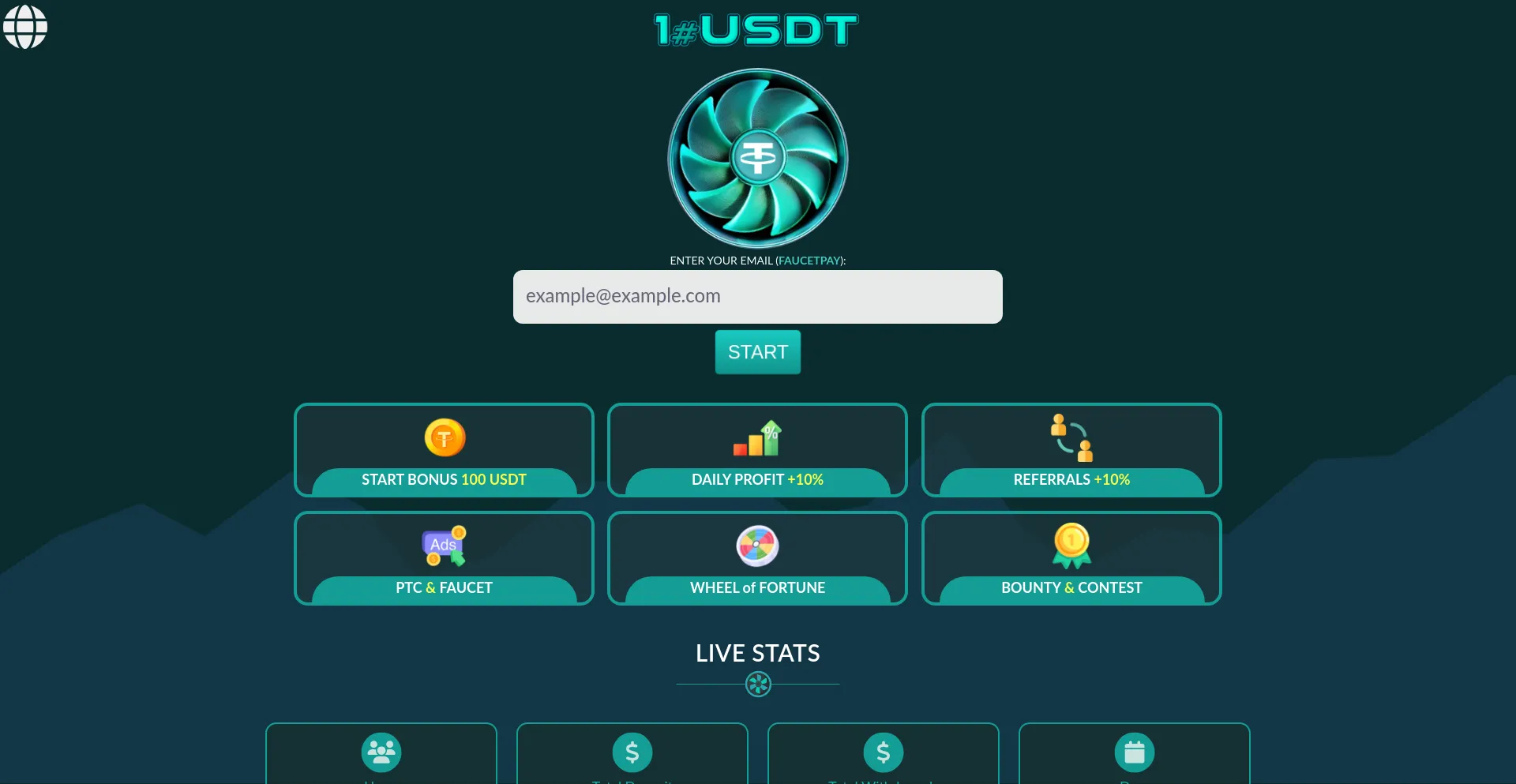 Website screenshot of 1usdt.pro