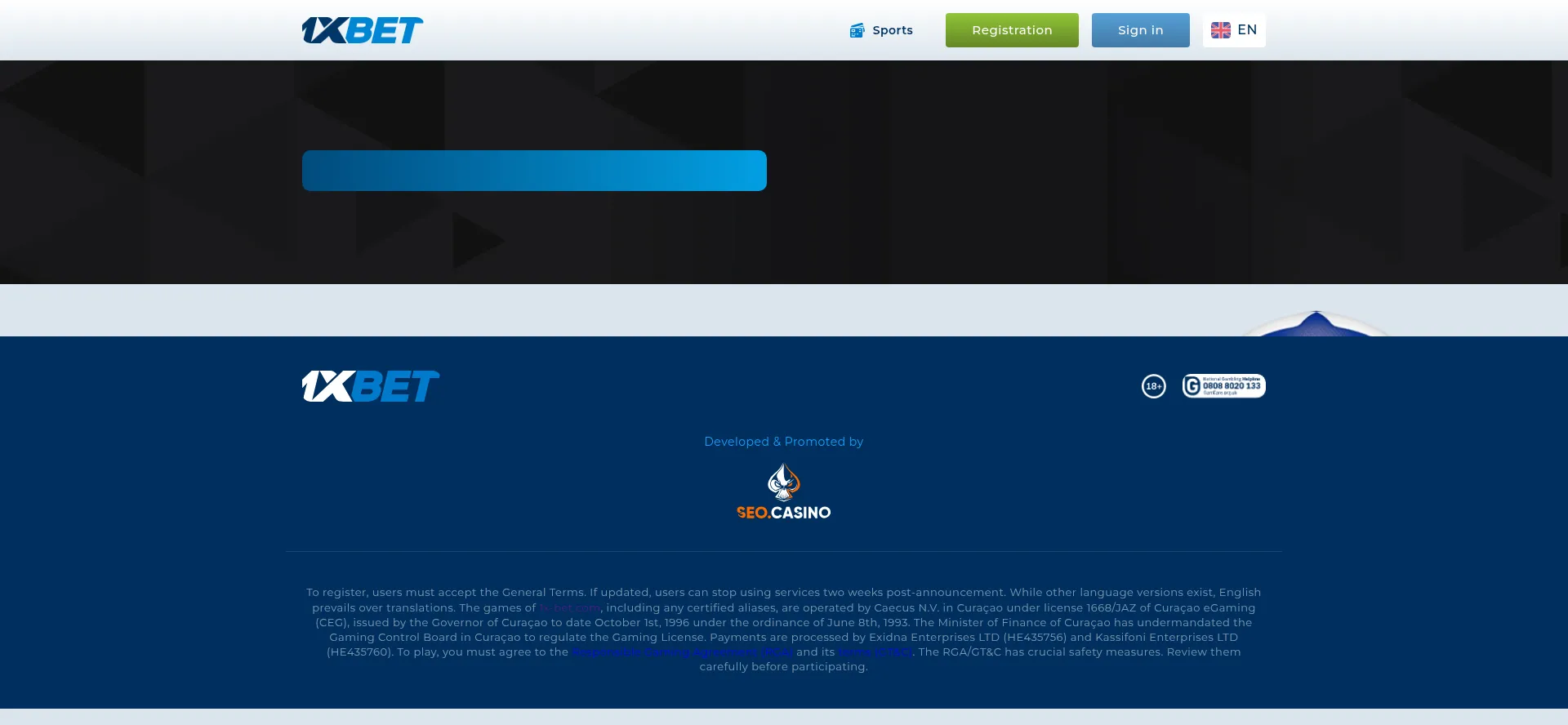 Website screenshot of 1xbetindapp.com