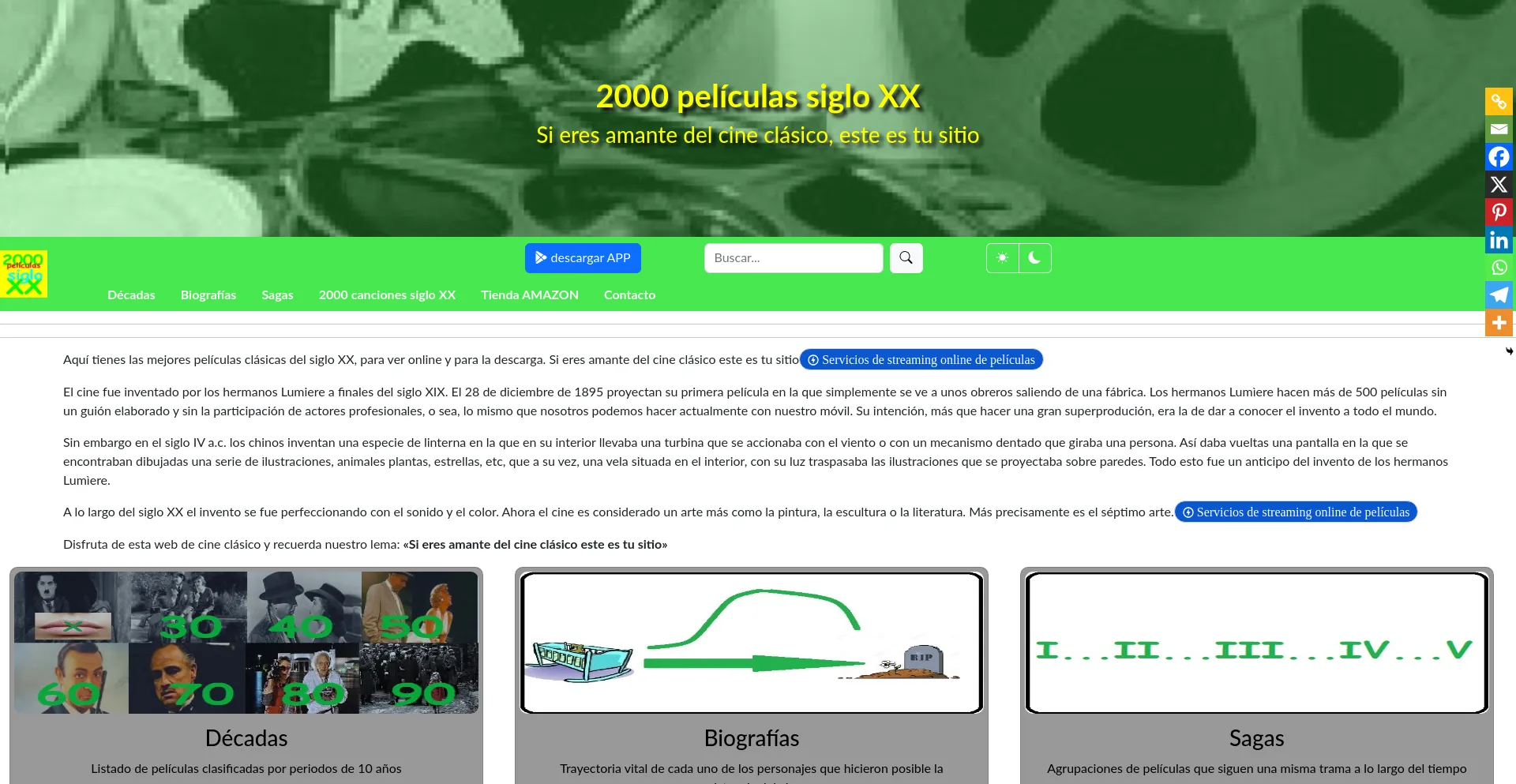 Website screenshot of 2000peliculassigloxx.com
