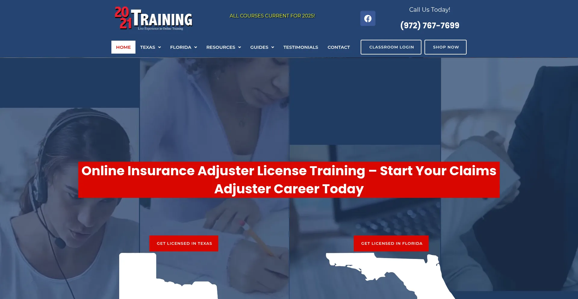 Website screenshot of 2021training.com