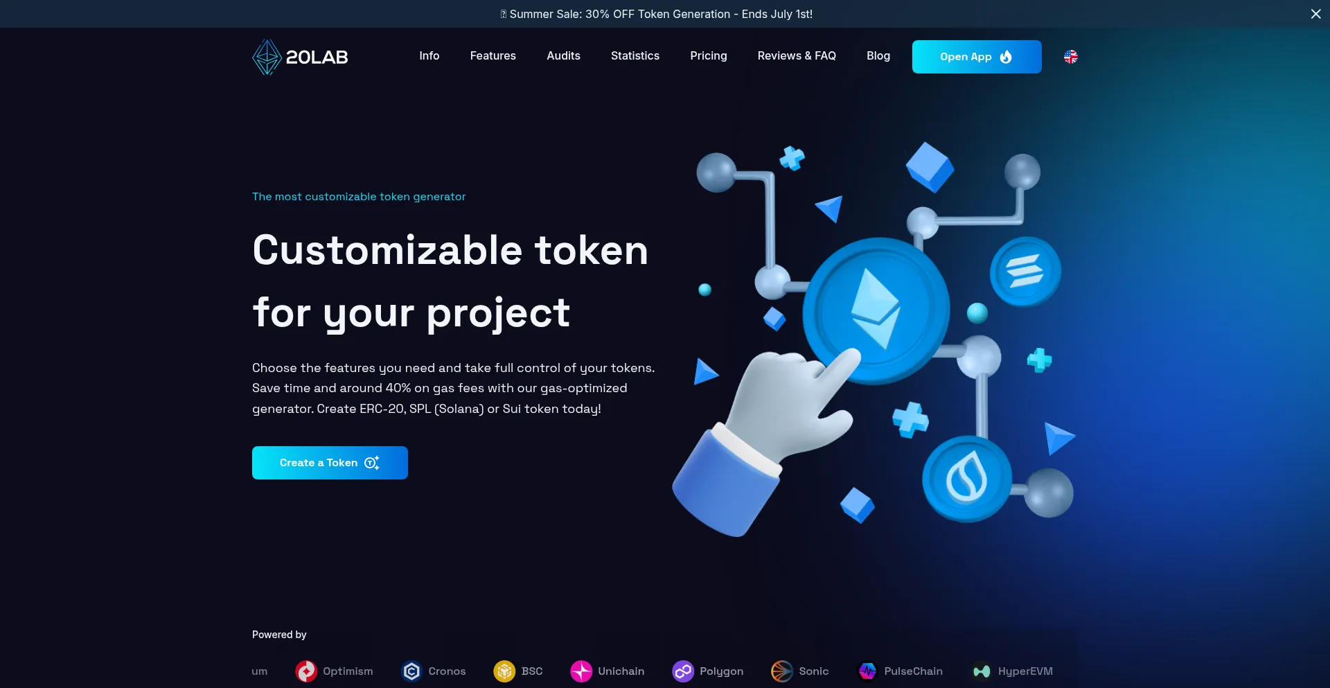 Website screenshot of 20lab.app