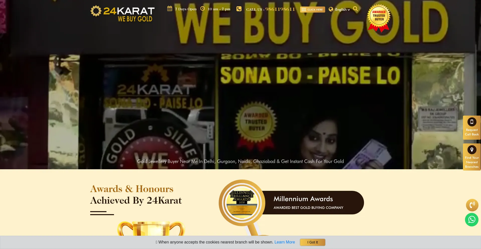 Website screenshot of 24karat.co.in