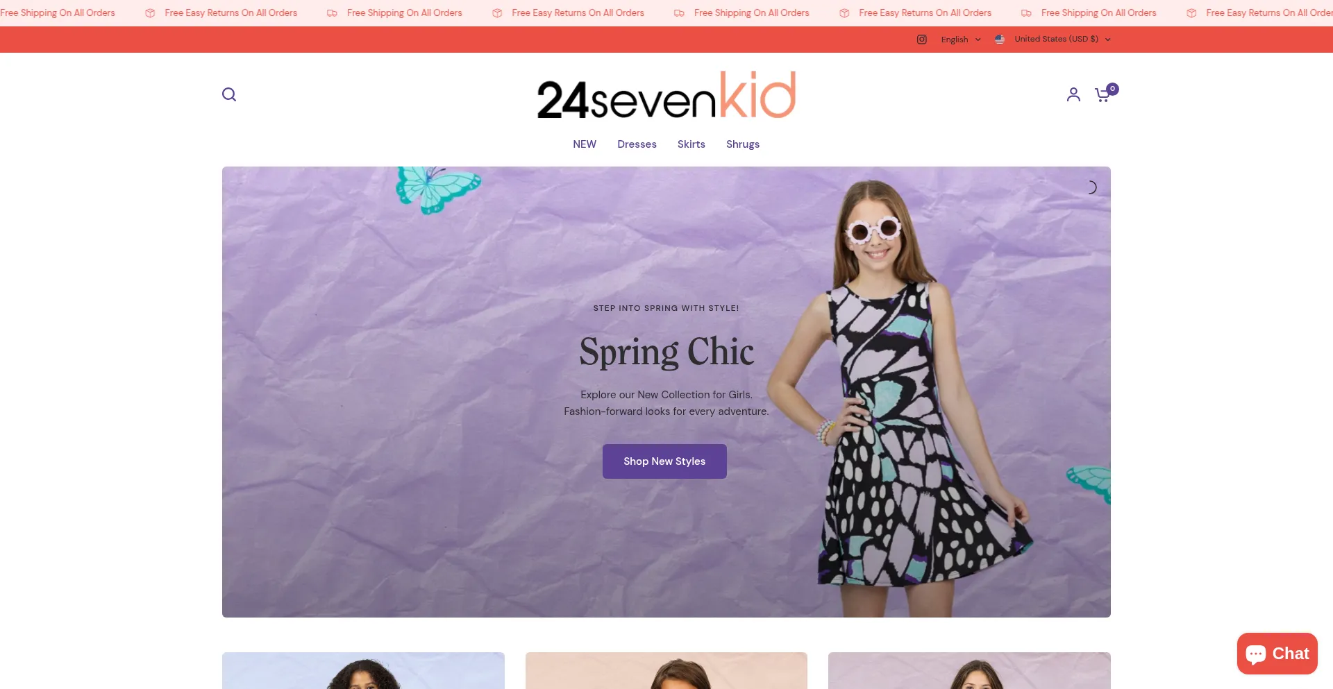 Website screenshot of 24sevenkid.com