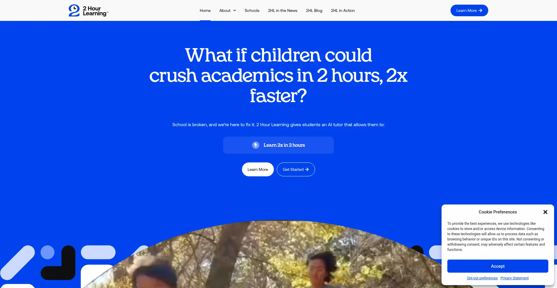 Website screenshot of 2hourlearning.com