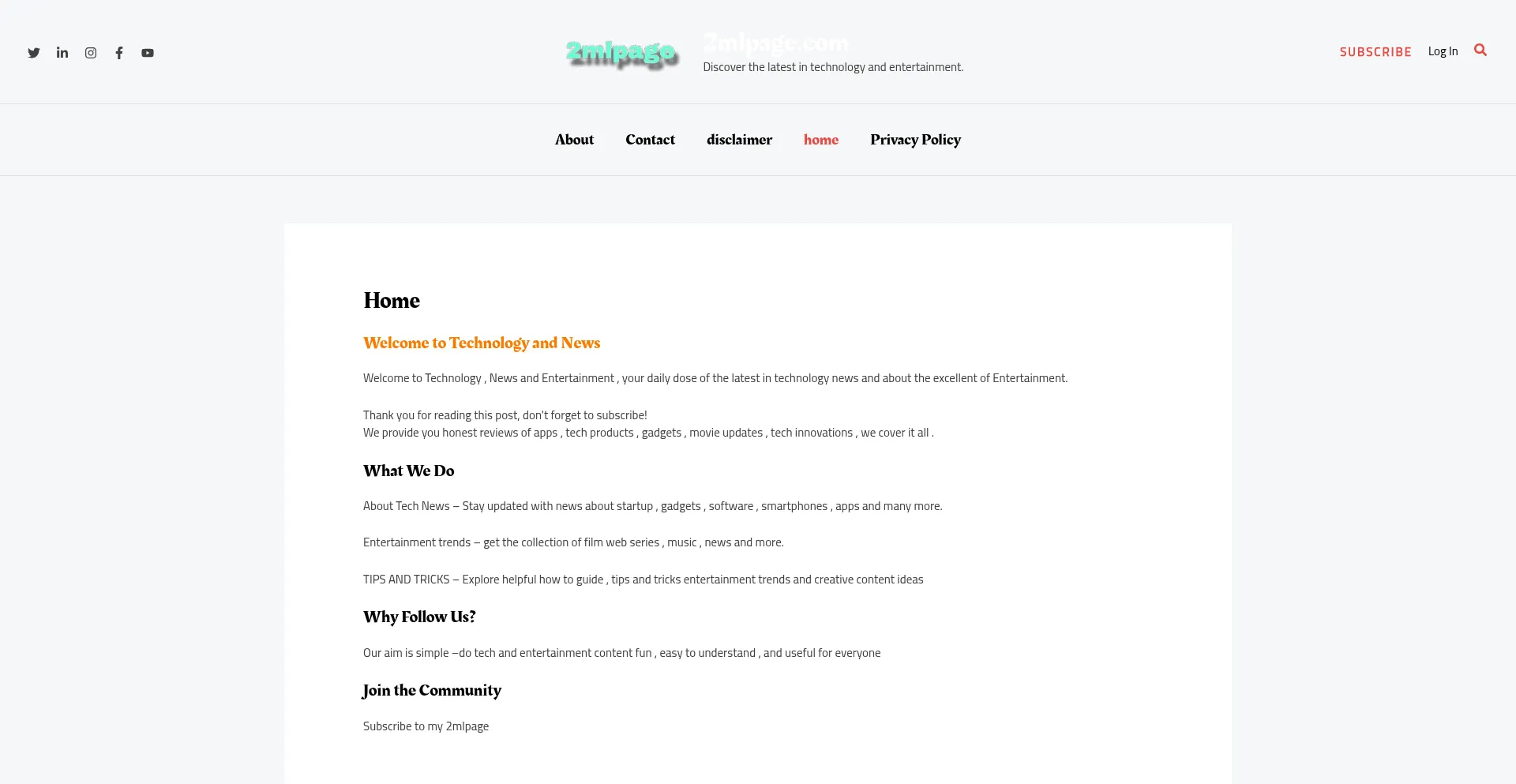 Website screenshot of 2mlpage.com