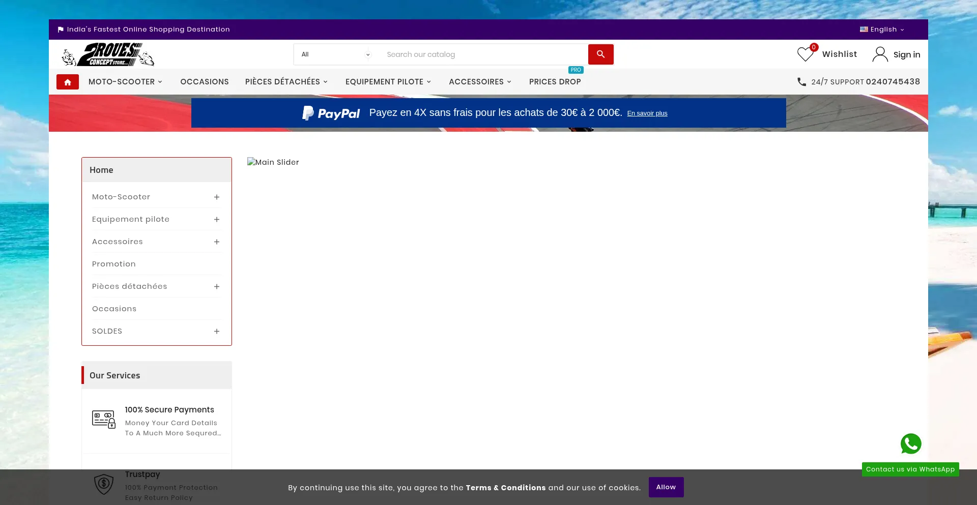 Website screenshot of 2rouesconceptstore.com