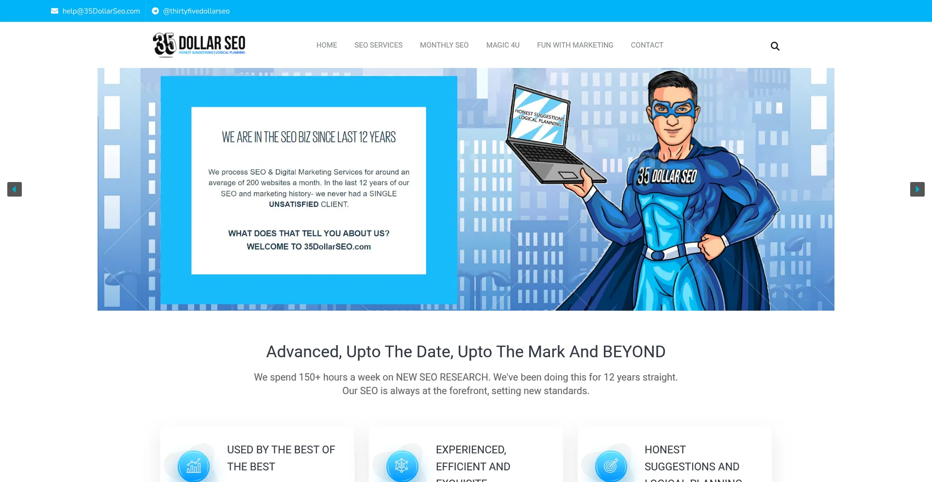 Website screenshot of 35dollarseo.com