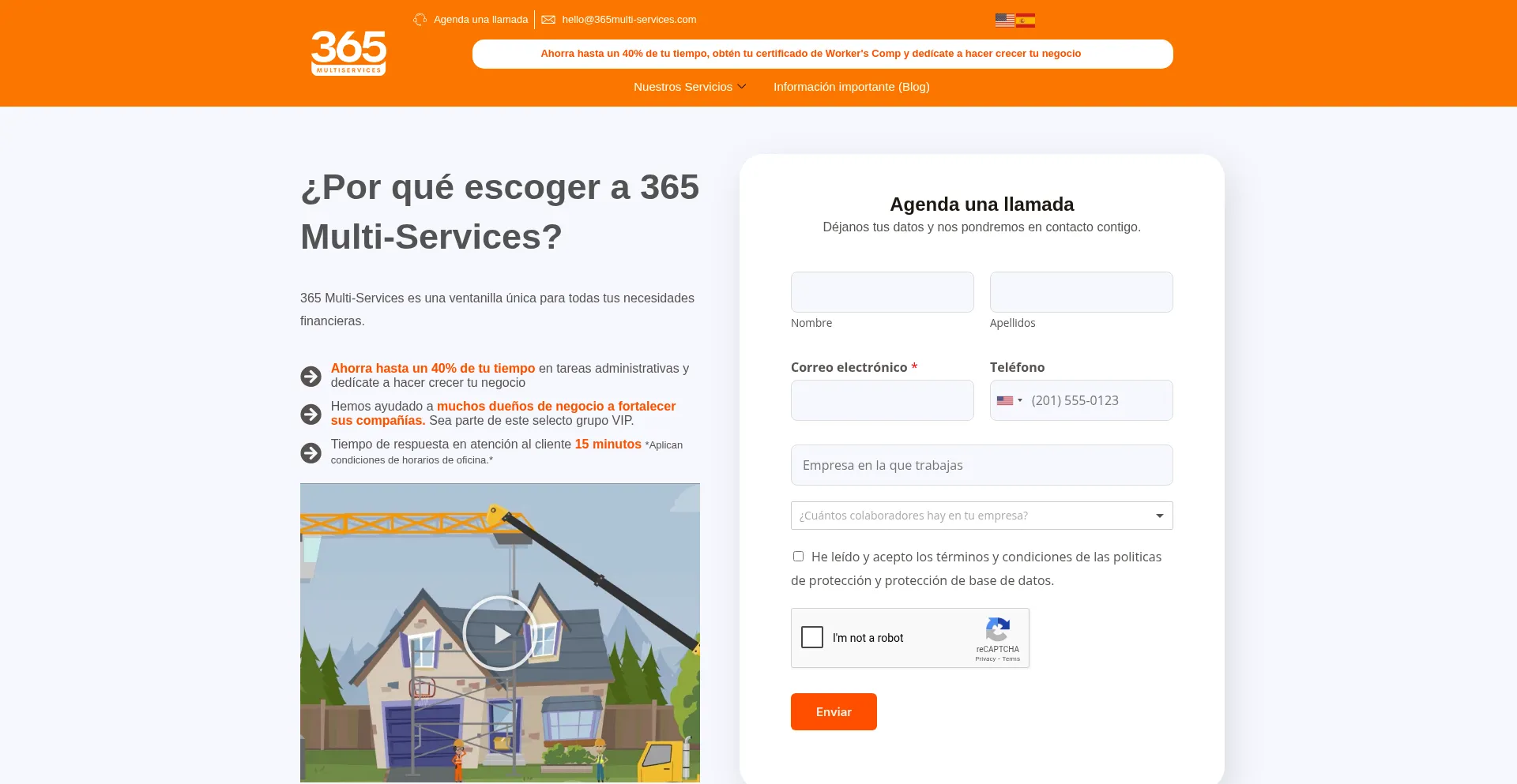 Website screenshot of 365multi-services.com