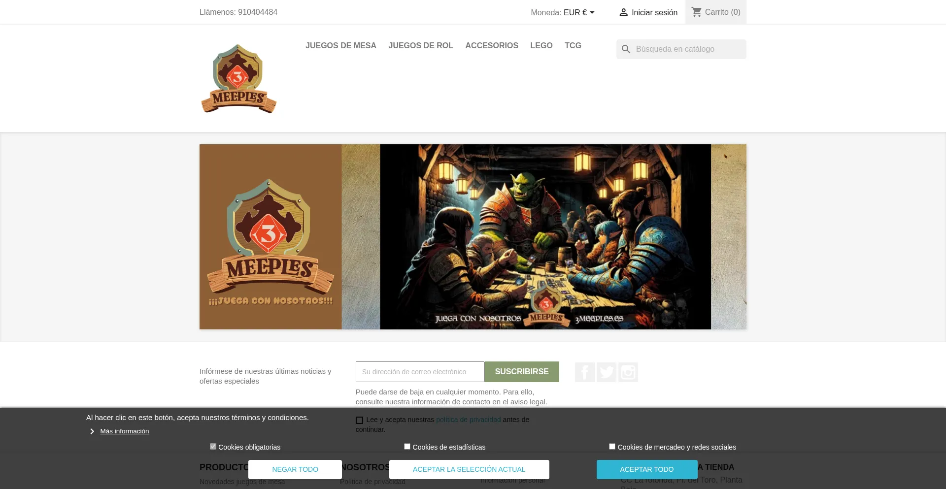 Website screenshot of 3meeples.es