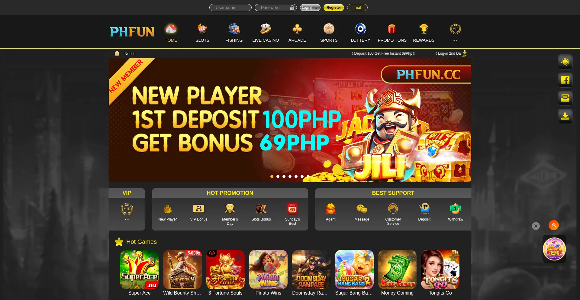 Website screenshot of 47phfun.vip