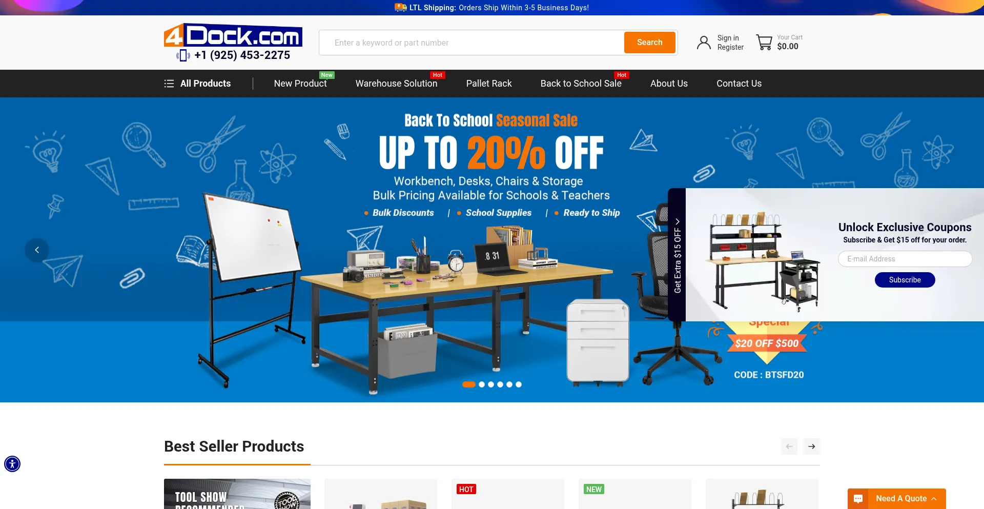 Website screenshot of 4dock.com