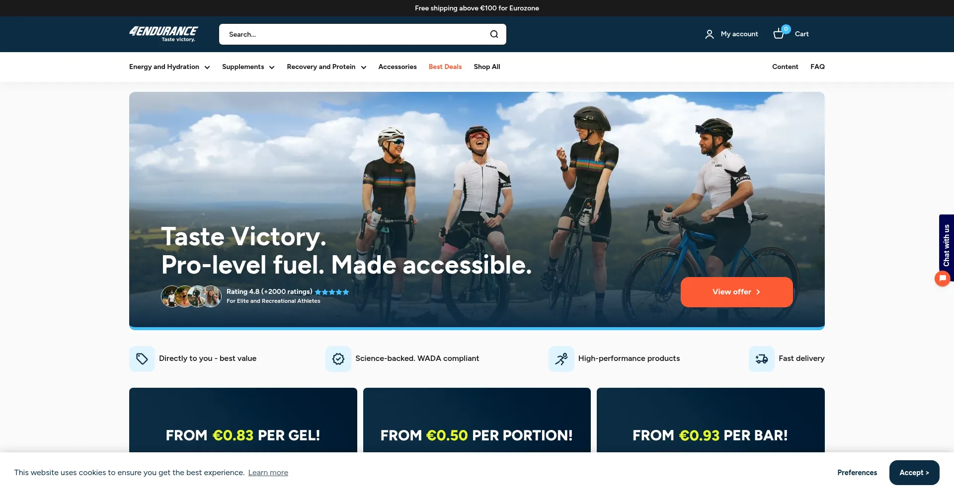 Website screenshot of 4endurance.com