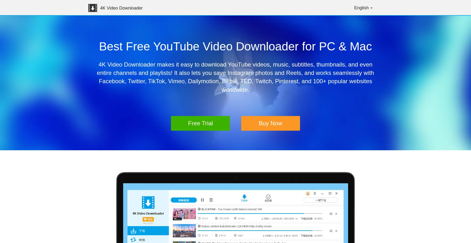 Website screenshot of 4kdownloader.com