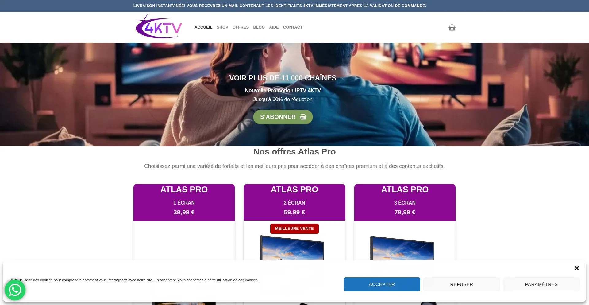 Website screenshot of 4ktv-fr.com