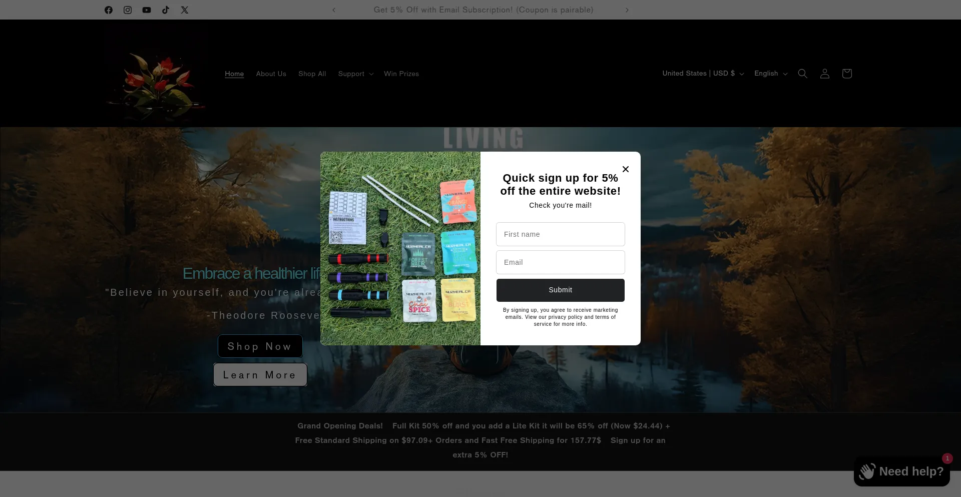 Website screenshot of 4u2heal.ca