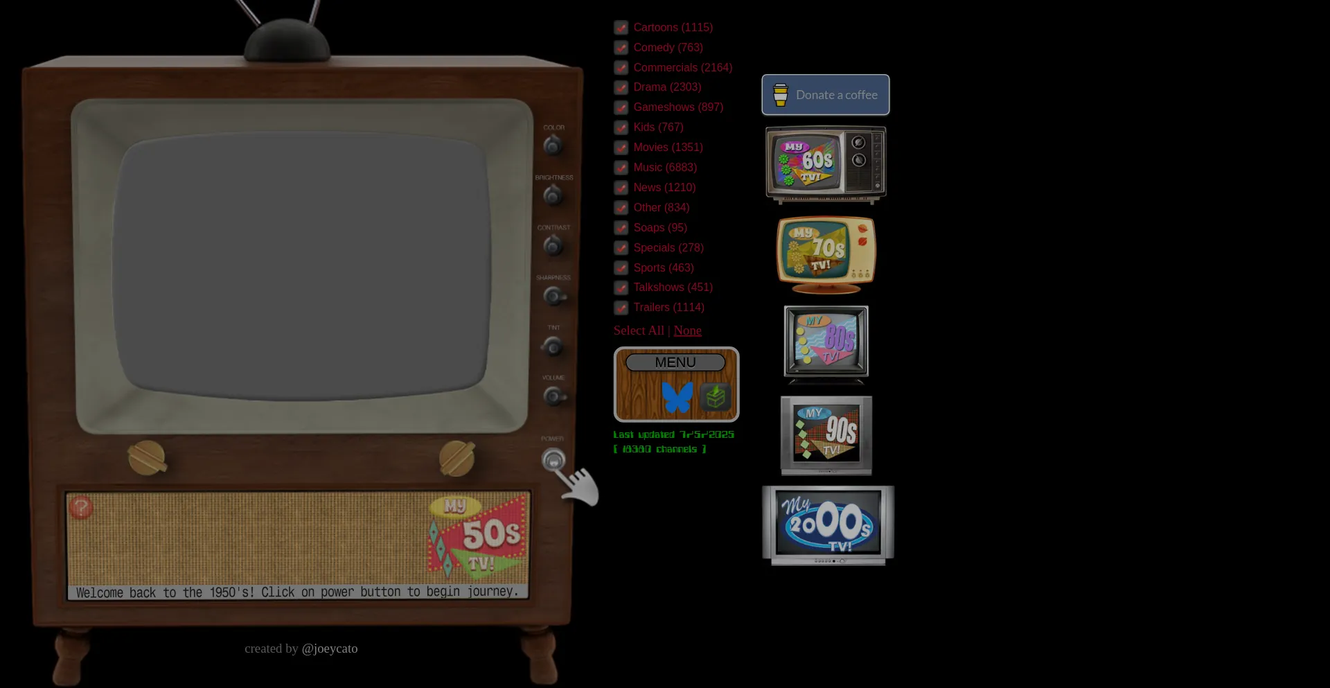 Website screenshot of 50s.myretrotvs.com
