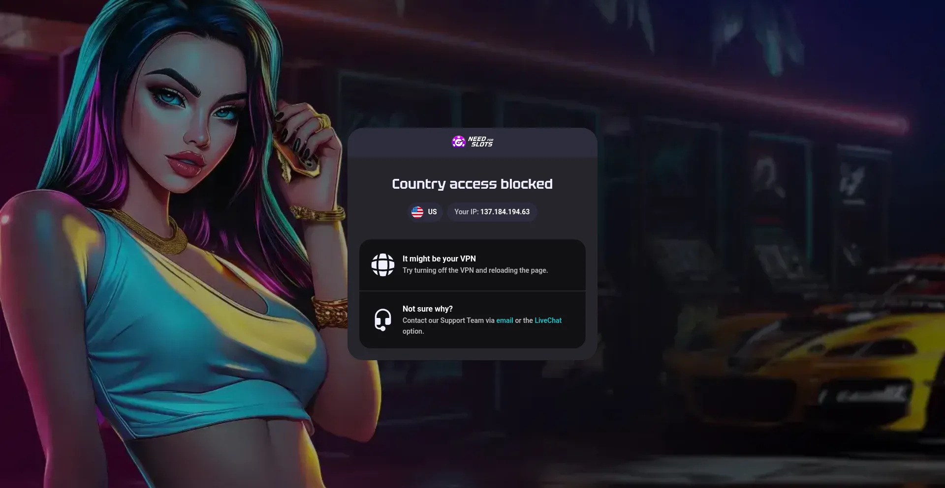 Website screenshot of 57needforslots65.com