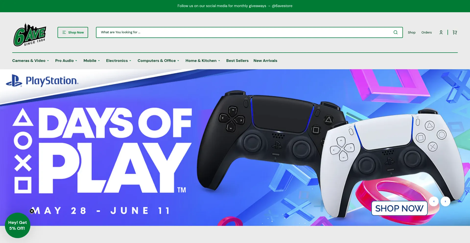 Website screenshot of 6ave.com
