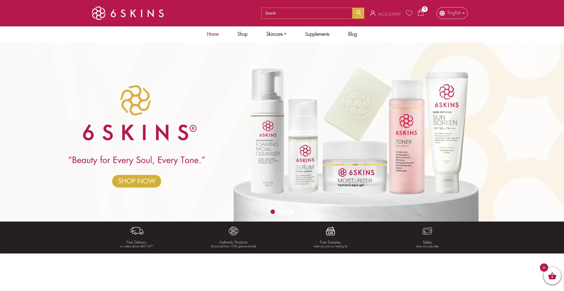 Website screenshot of 6skins.com
