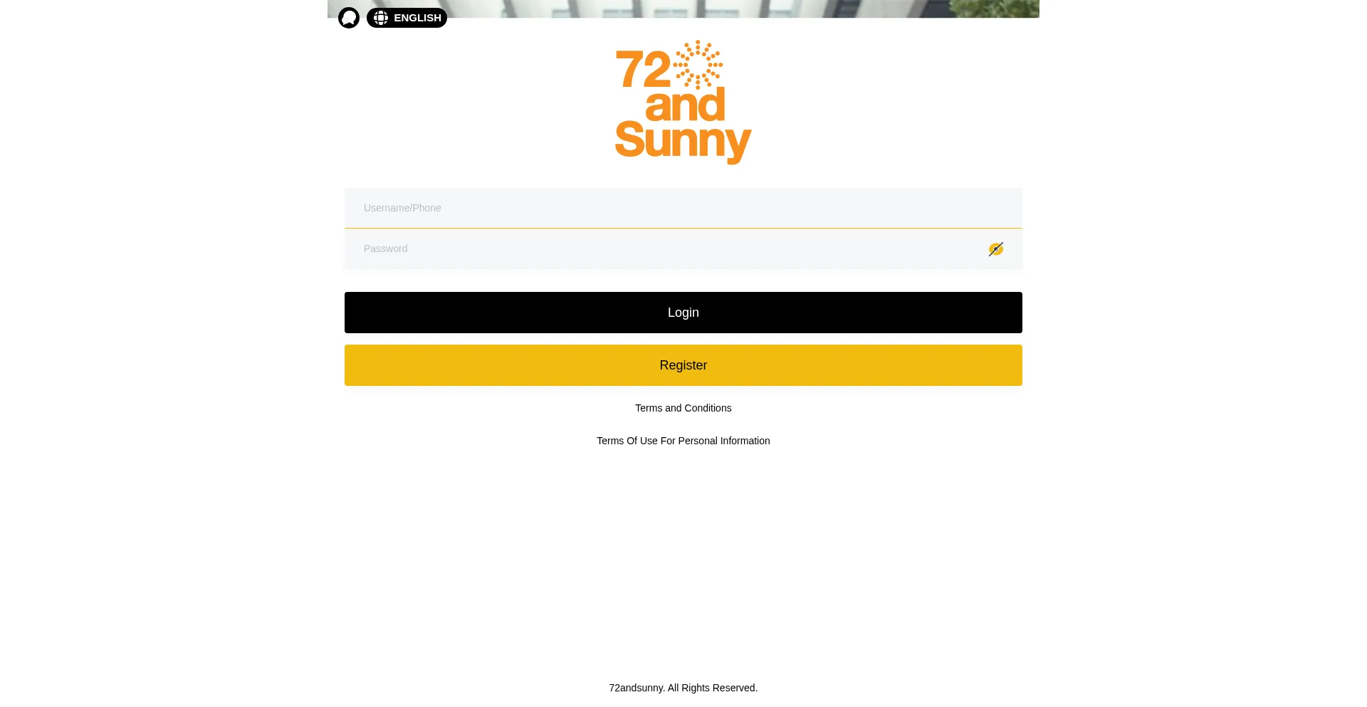 Website screenshot of 72andsunny.xyz