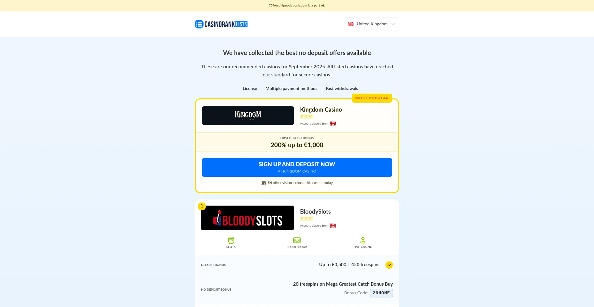 75freechipnodeposit.com