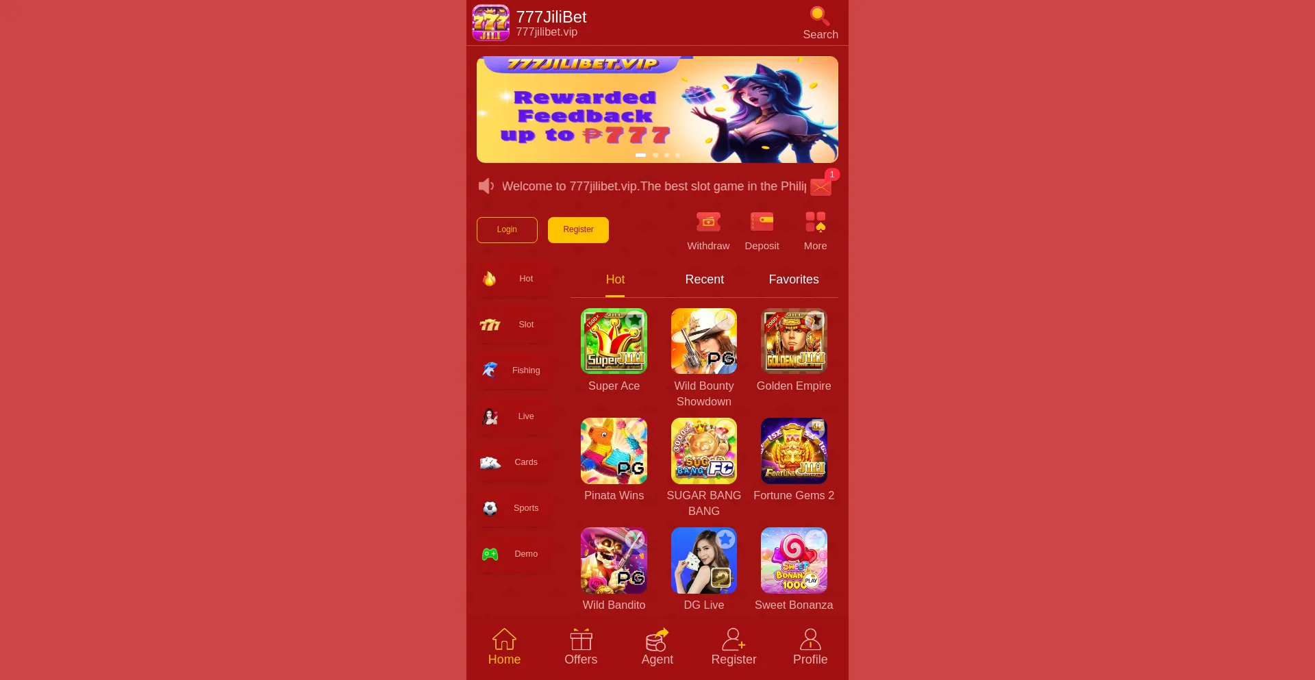 Website screenshot of 777jilibet.vip