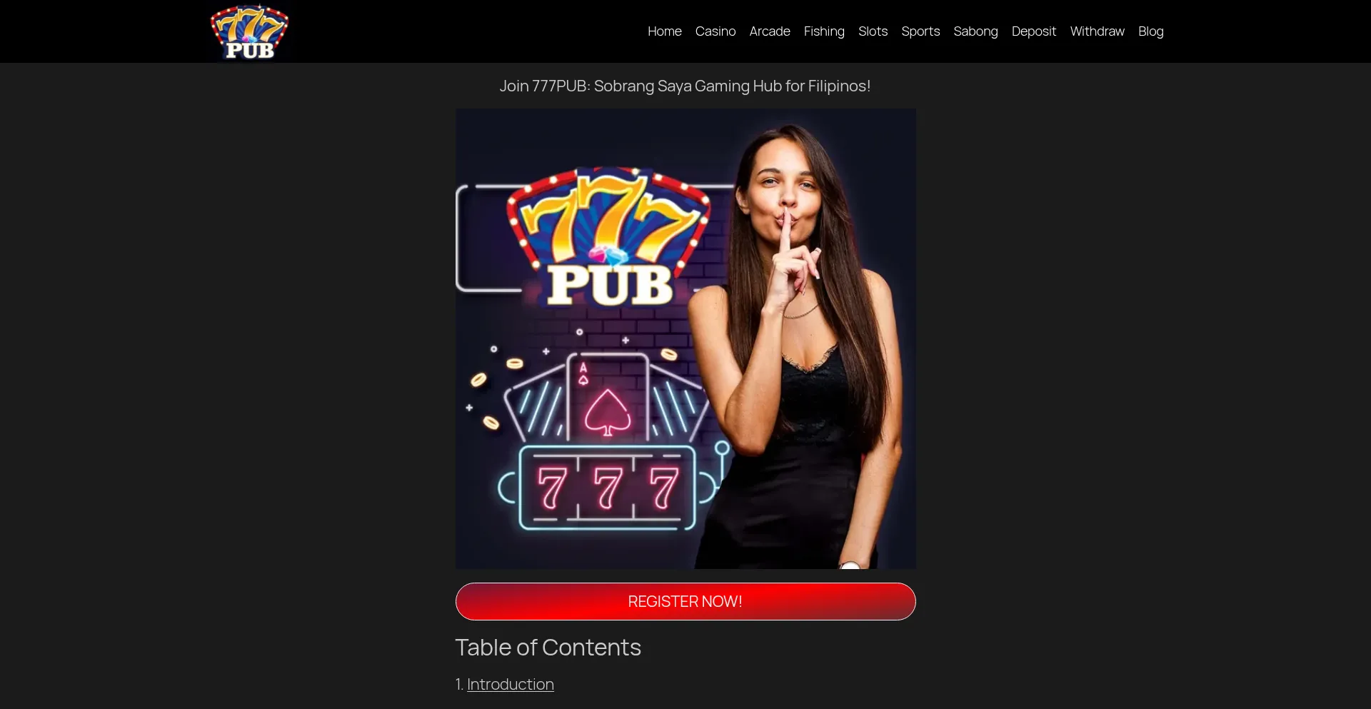 Website screenshot of 777pubonline.ph
