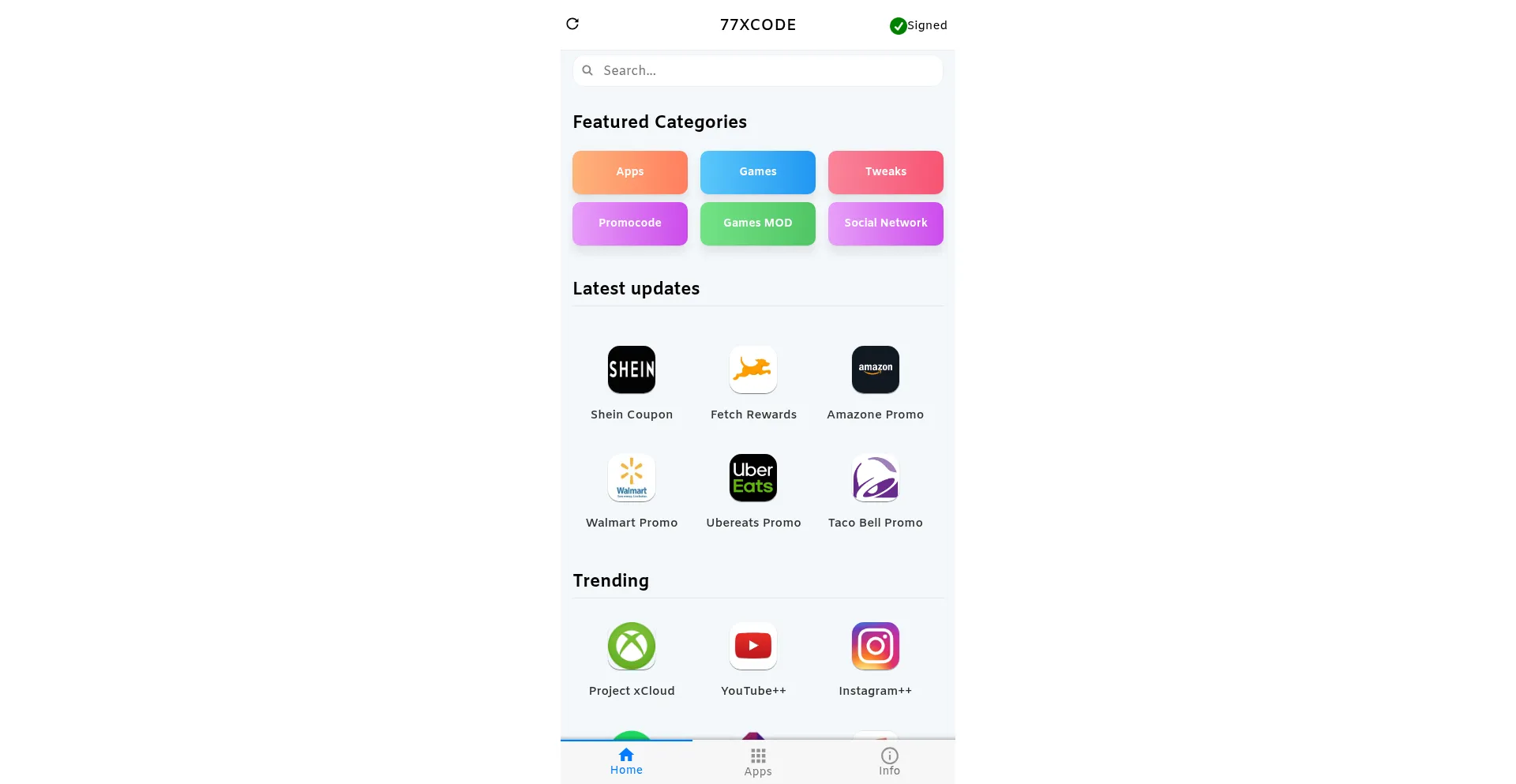 Website screenshot of 77xcode.com