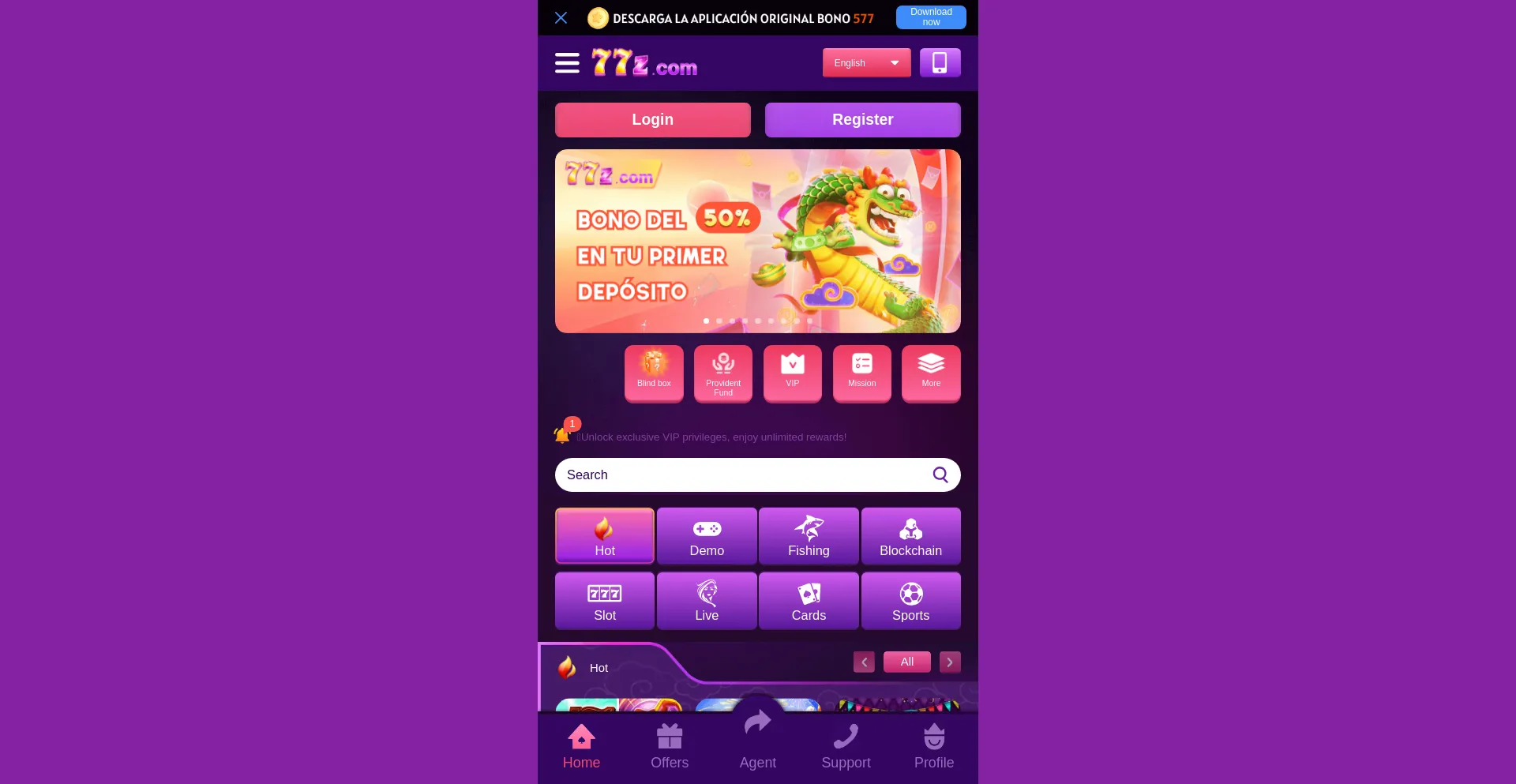 Website screenshot of 77z.com