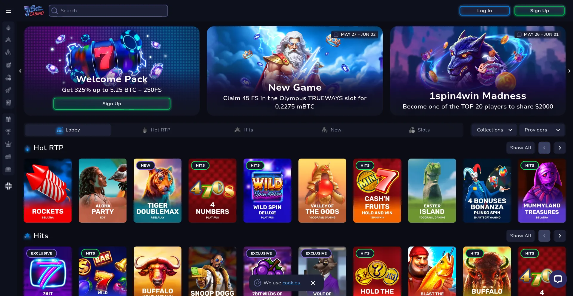 Website screenshot of 7bitcasino.com