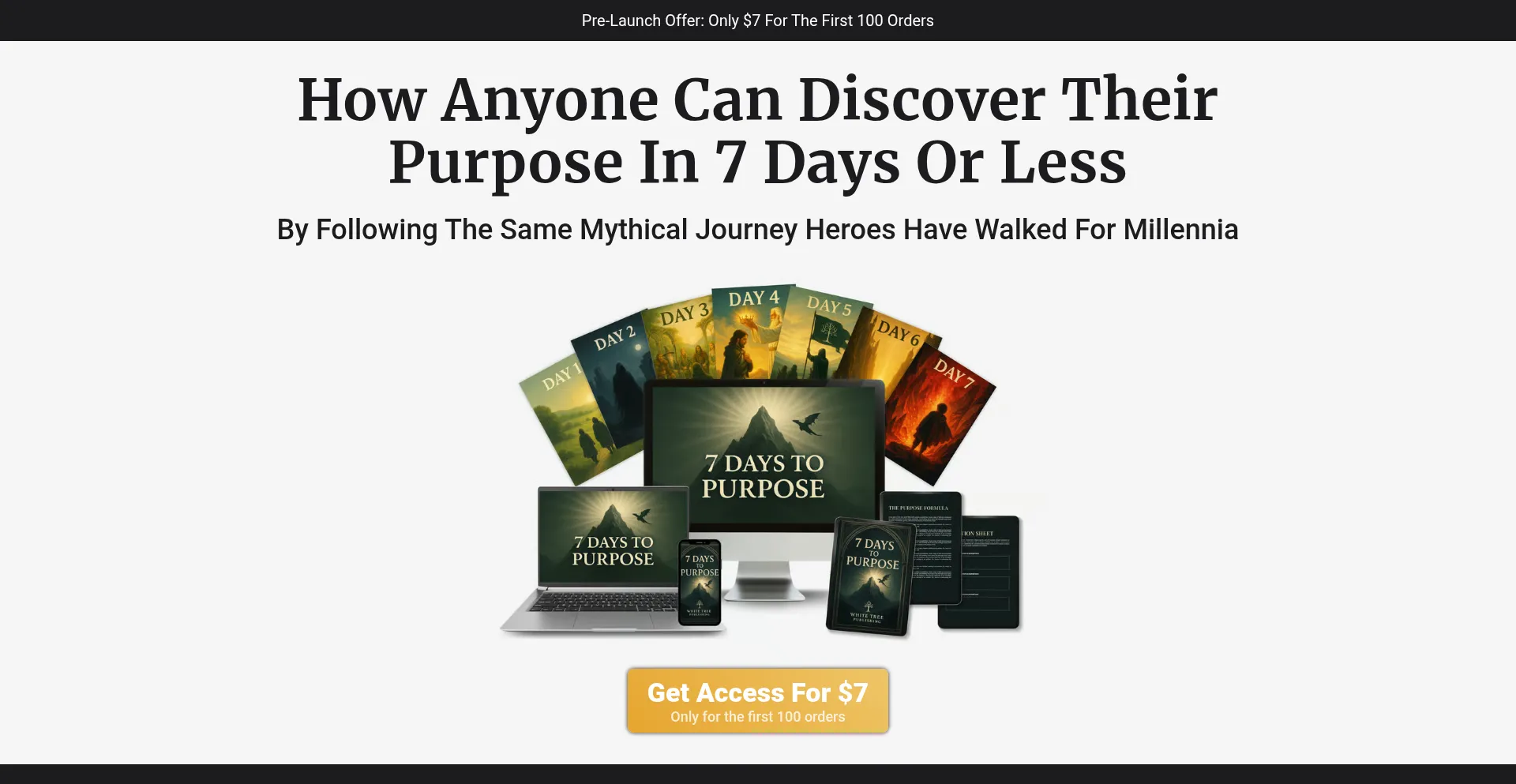Website screenshot of 7daystopurpose.com